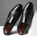 New men's business leather slip-on sandals - hollow-out design, breathable, perfect for weddings - dropshipping available