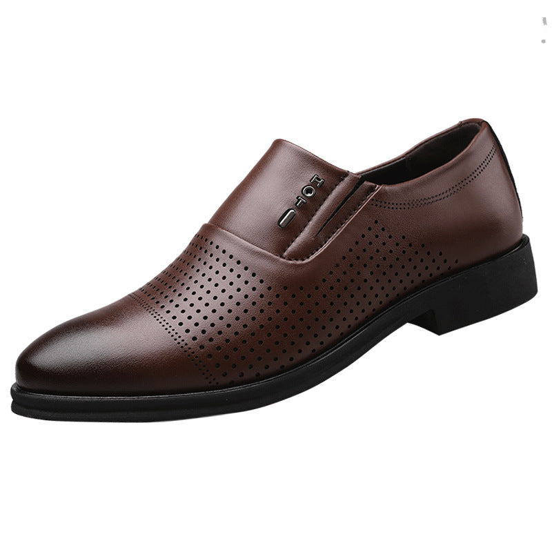Men's business formal leather shoes - perforated, breathable, hollow-out design, versatile casual shoes - dropshipping available