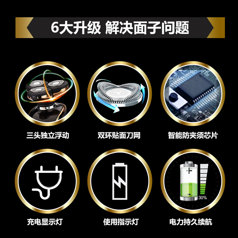 Rq-360 rotary triple-blade shaver - rechargeable, fully washable, multi-functional grooming tool, portable rotary design
