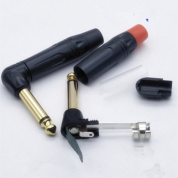 New gold-plated 6.35 plug Mono soldered 6.5 sophomore microphone Audio plug Elbow
