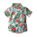Summer boys' new fashion printed shirt cardigan short sleeve shorts hawaiian vacation beach style outfit