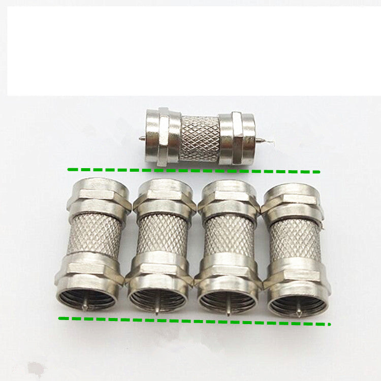 Imperial F male to F male zinc alloy nickel-plated, set-top box double-pass head F male straight-through butt, video connector