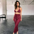 summer new european and american sexy women's fashion knitted mesh hollow-out see-through two-piece set - hot cross-border seller