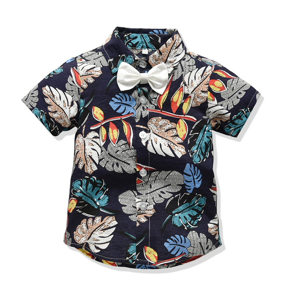 summer boys' clothing new print shirt & shorts set - kids' beach vacation hawaiian style wholesale