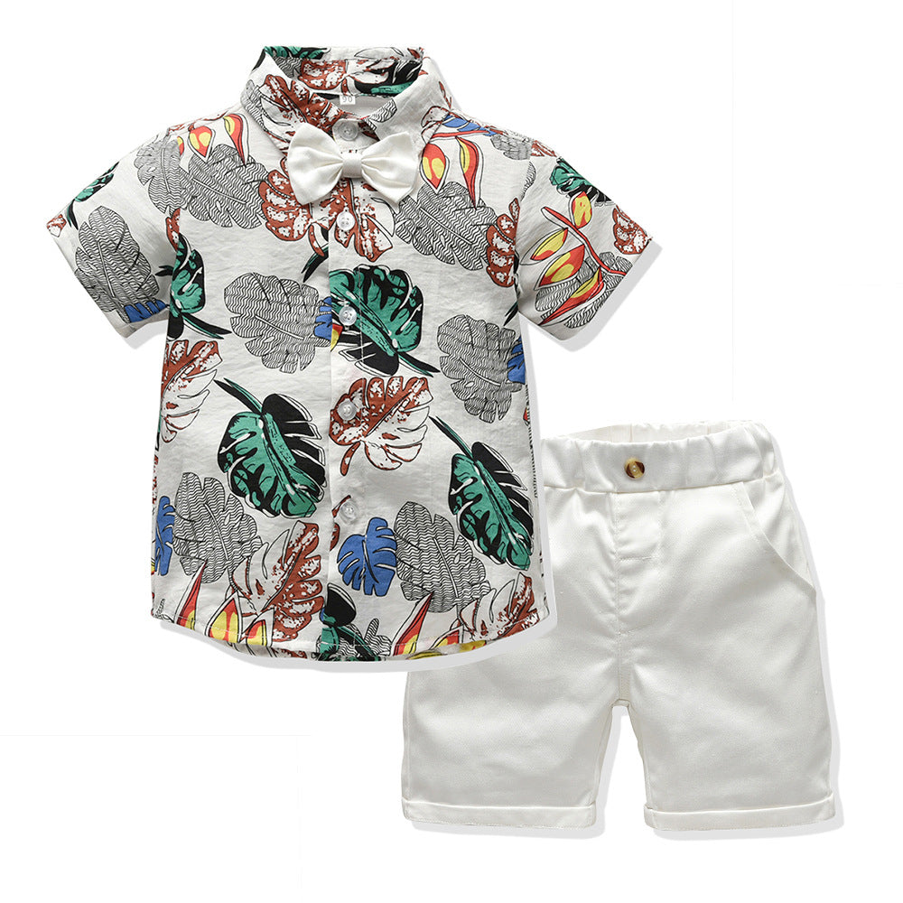 summer boys' clothing new print shirt & shorts set - kids' beach vacation hawaiian style wholesale