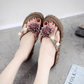 Fashioneasiest for match flip-flops women's platform sandals wedge heel thick sole flip-flops summer beach outwear medium heel vacation slippers