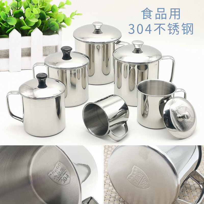 304 thickened stainless steel kids' sippy cup with handle and lid - perfect for office, home, school, kindergarten, milk, and water