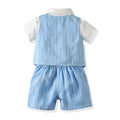 Summer kids' short-sleeve polo shirt three-piece set with striped shorts and blazer - european & american style for boys