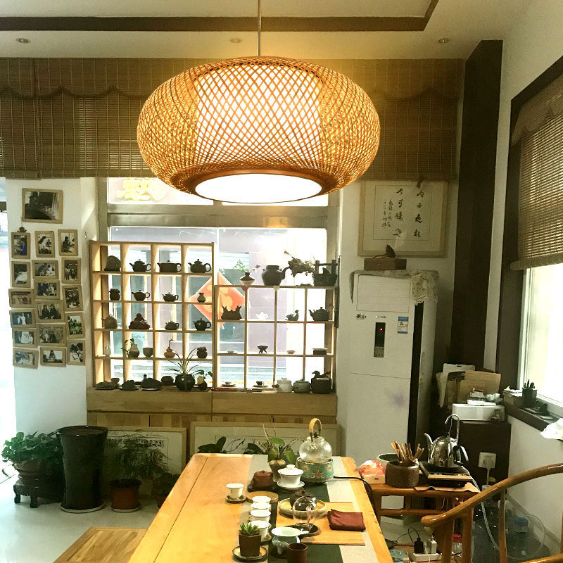LED Handmade Bamboo Chandelier Restaurant Japanese Tatami Fast Food Restaurant Hotel Lighting Creative Bamboo Lantern Bamboo Art