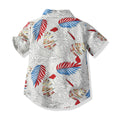 Manufacturer's new summer short-sleeved shorts two-piece set kids feather printingsuit cross-border children's clothing baby suit