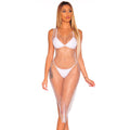 2019  hot seller: european and american style mesh rhinestone double v-neck dress -  sexy beach dress