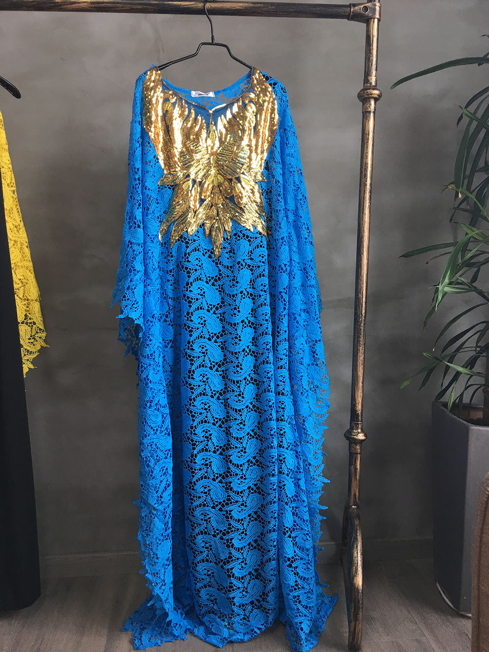 Clearance: hot-selling european, american, and african styles of water-soluble lace, loose-fitting maxi dresses with sequin-embroidered collars. high-end, elegant, and perfect for the sophisticated woman