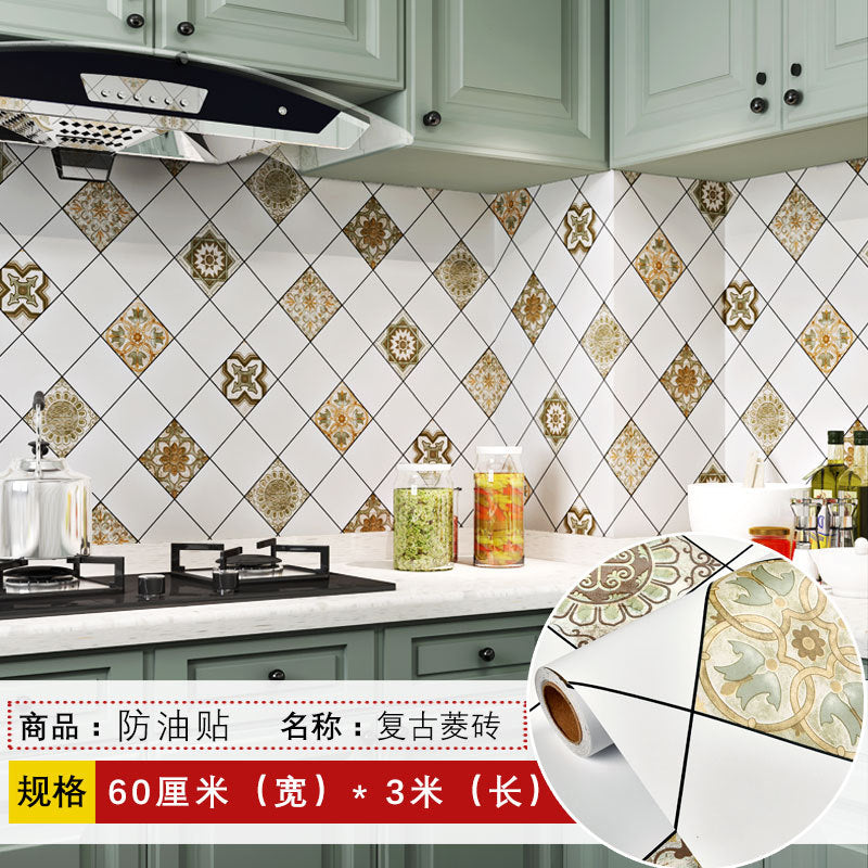 Free shipping kitchen waterproof and oil-proof refurbishment sticker cabinet stove bathroom tile wallpaper self-adhesive wall sticker 75cm high