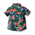 European and american children's clothing new arrivals: summer trendy floral print short-sleeve shirt and shorts set for boys - hawaiian beach style