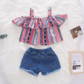 Amazon kids' star-spangled tank top & brushed denim distressed shorts - independence day exclusive, us & european market