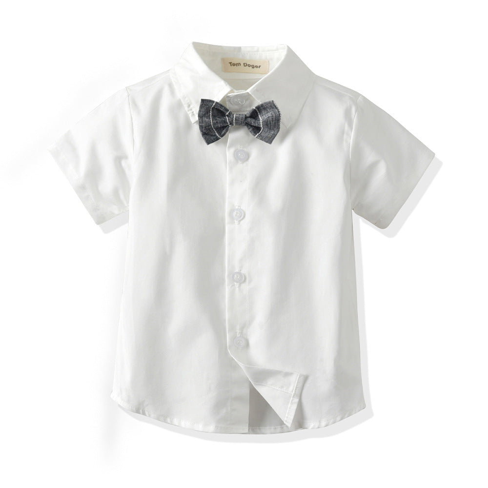 Children's spring/summer british style striped vest three-piece set - baby's first birthday outfit & occasion wear