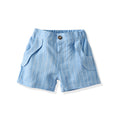 Summer kids' short-sleeve polo shirt three-piece set with striped shorts and blazer - european & american style for boys