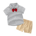 European and american boys' and girls' plaid short-sleeved shirt and shorts two-piece set, in stock. boyclothes british style outfit
