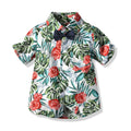 Summer boys' new fashion printed shirt cardigan short sleeve shorts hawaiian vacation beach style outfit