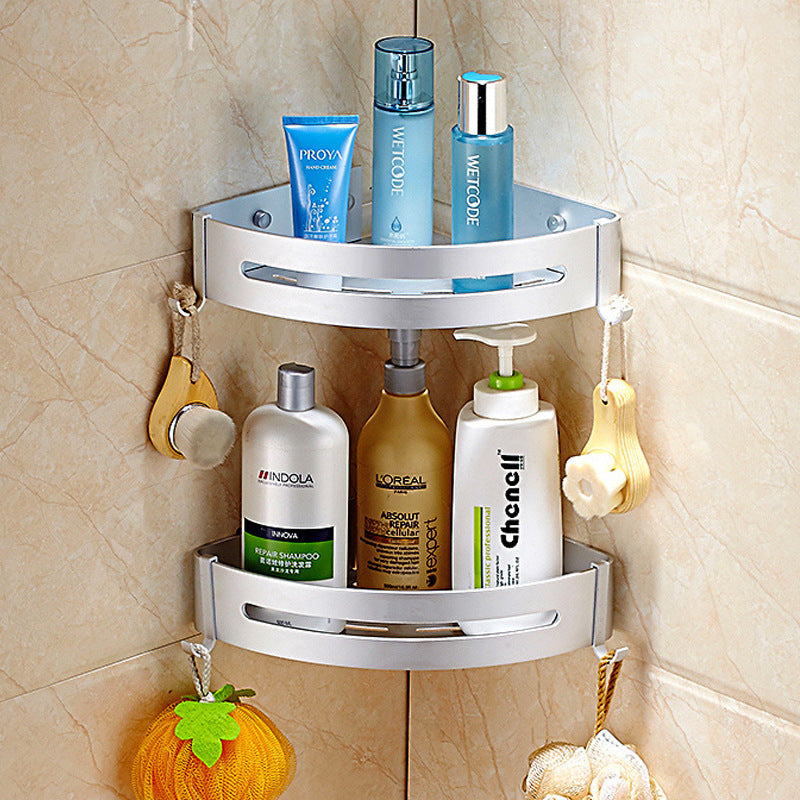 Sink Shelf Wall Hanging No Punching Black Toilet Toilet Storage Shower Room Space Aluminum Bathroom Triangle