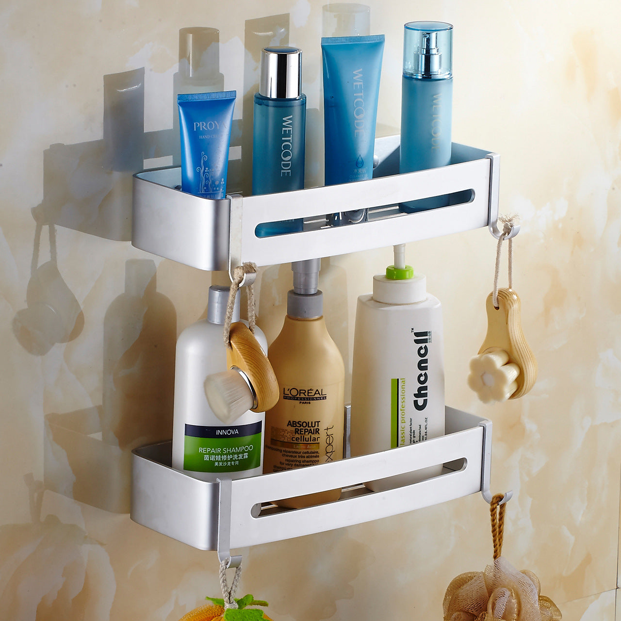 Sink Shelf Wall Hanging No Punching Black Toilet Toilet Storage Shower Room Space Aluminum Bathroom Triangle