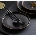 Ceramic dinnerware black matte gold rim steak plate high-end hotel home western dinner plate salad plate dish