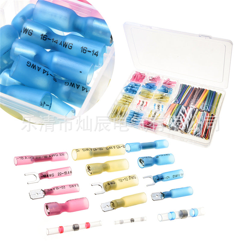 Cross-border e-commerce 294pcs solder ring heat shrinkable wiring connection terminal 150p + heat shrinkable tube combination 144p sleeve