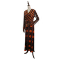 african plus size women's clothing  lace knit stretch printed circle dress with belt and long sleeves