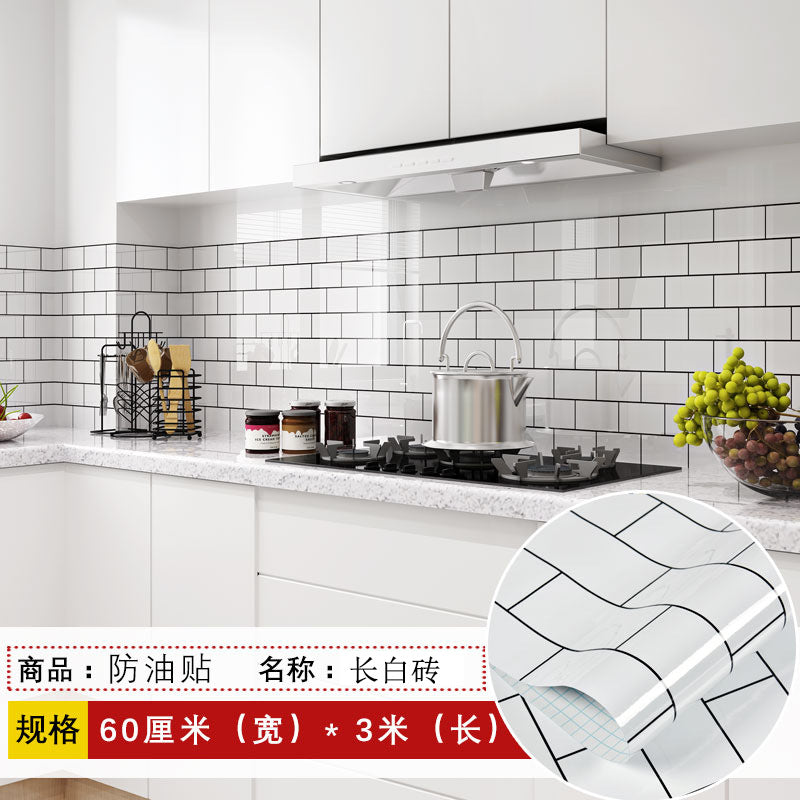 Free shipping kitchen waterproof and oil-proof refurbishment sticker cabinet stove bathroom tile wallpaper self-adhesive wall sticker 75cm high