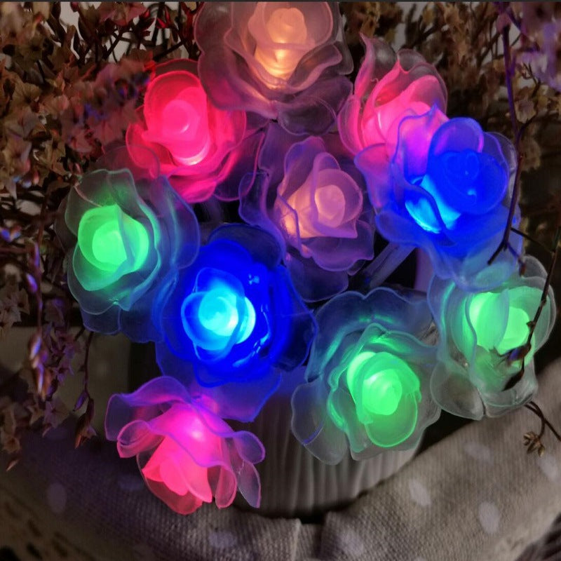 LED lights flashing lights string lights, gypsy bedroom simulated rose flower decorative lights, romantic confession lights string