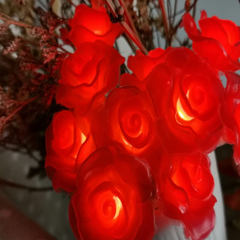 LED lights flashing lights string lights, gypsy bedroom simulated rose flower decorative lights, romantic confession lights string