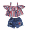 Amazon kids' star-spangled tank top & brushed denim distressed shorts - independence day exclusive, us & european market