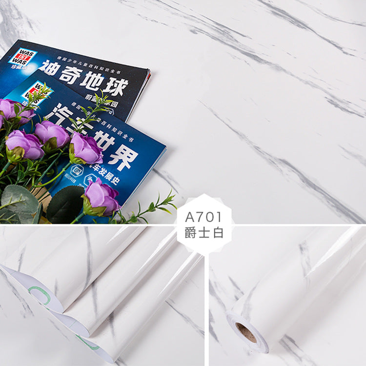 Cross-border marble wallpaper self-adhesive kitchen oil-proof sticker stove desktop waterproof tile wallpaper furniture renovation