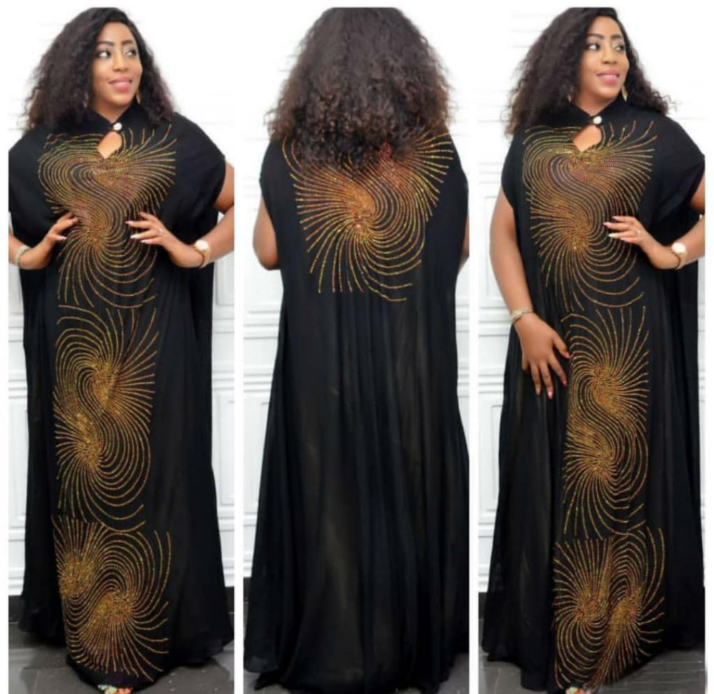 supply small stand-up collar whirlwind-shaped stylish hot diamond fashionloosedress african women's long skirt big sale