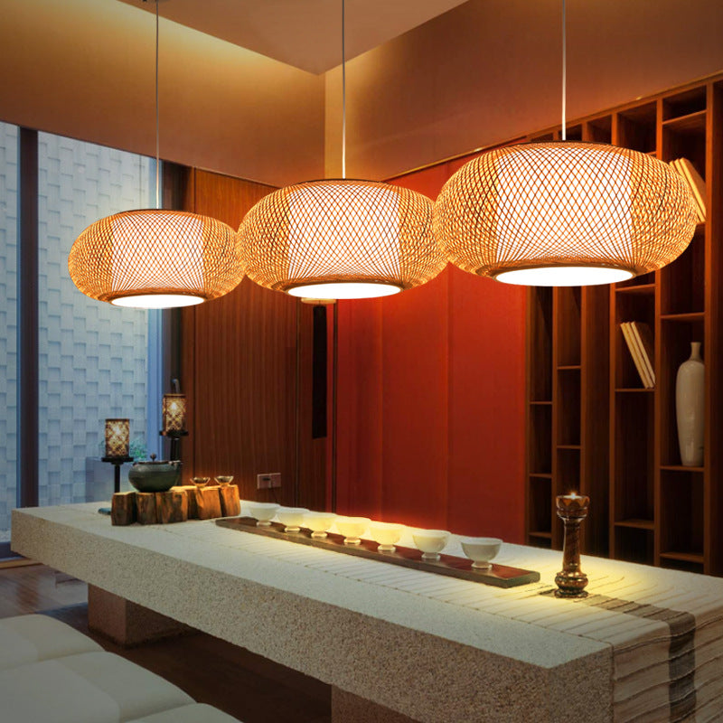 LED Handmade Bamboo Chandelier Restaurant Japanese Tatami Fast Food Restaurant Hotel Lighting Creative Bamboo Lantern Bamboo Art