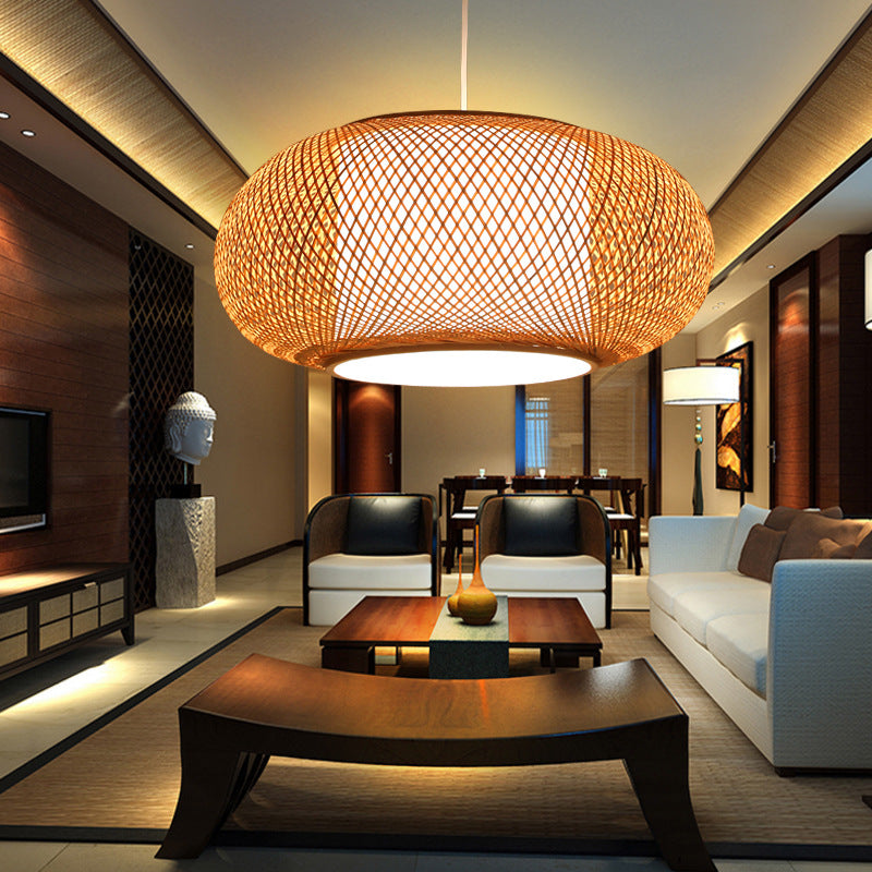 LED Handmade Bamboo Chandelier Restaurant Japanese Tatami Fast Food Restaurant Hotel Lighting Creative Bamboo Lantern Bamboo Art