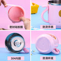 304 stainless steel kids' double-walled cup - milk sippy cup, cartoon design with lid, perfect for kindergarten, customizable with logo for gifts