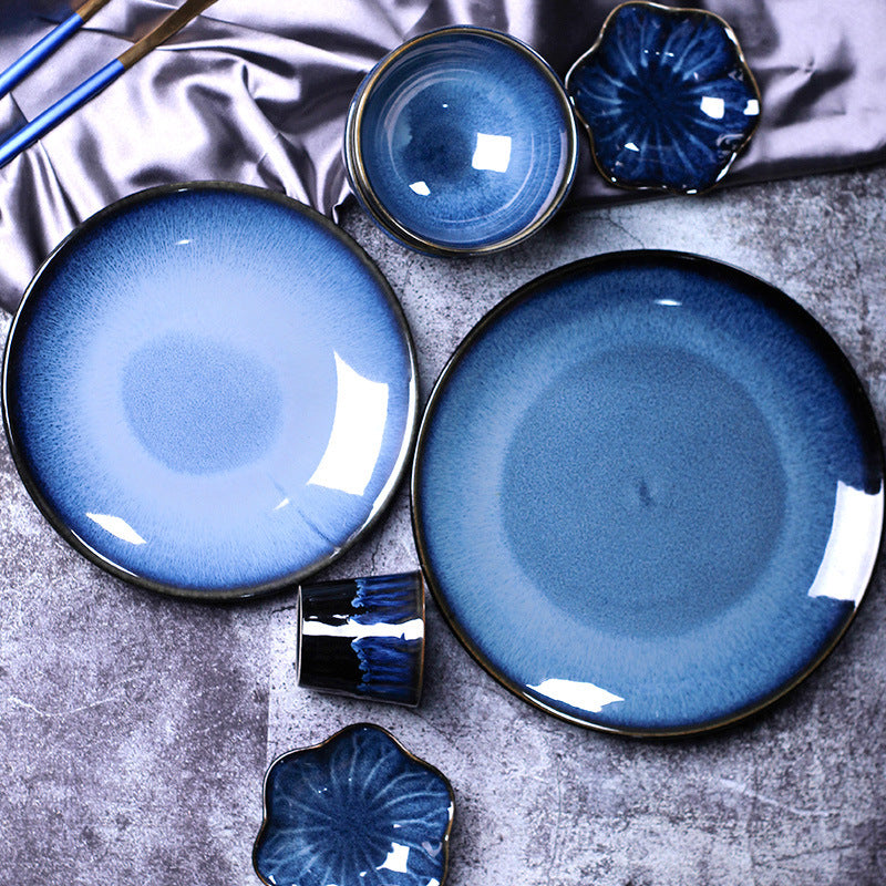 Japanese ceramic kiln-turned tableware, rice bowl, dinner plate, matching plate, commercial hotel bowl and chopsticks, restaurant plate, kiln-turned glaze