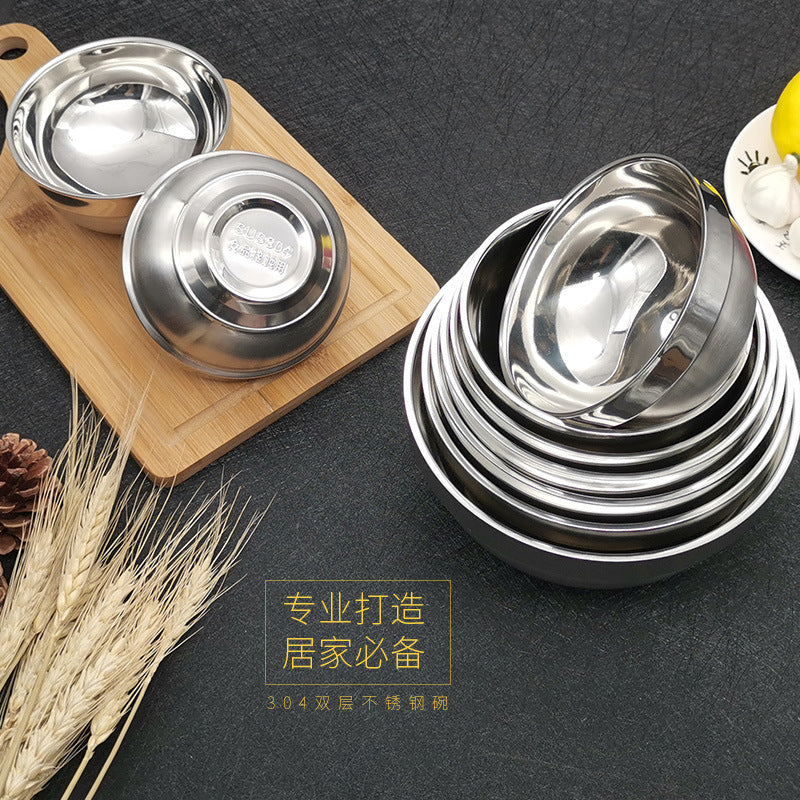 304 stainless steel double-layer platinum bowl - restaurant-grade 316 insulated rice bowl, soup bowl, household bowl, kids' bowl, student instant noodle bowl