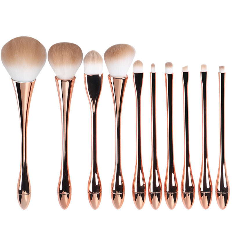 Sujilian 10-piece makeup brush set, golden small waist makeup brush, complete set of beauty tools, suitable for novices, makeup brush