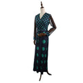 african plus size women's clothing  lace knit stretch printed circle dress with belt and long sleeves