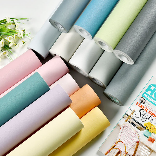 Wholesale self-adhesive wallpaper bedroom waterproof and moisture-proof plain color solid color refurbished sticker white background wall decorative wallpaper
