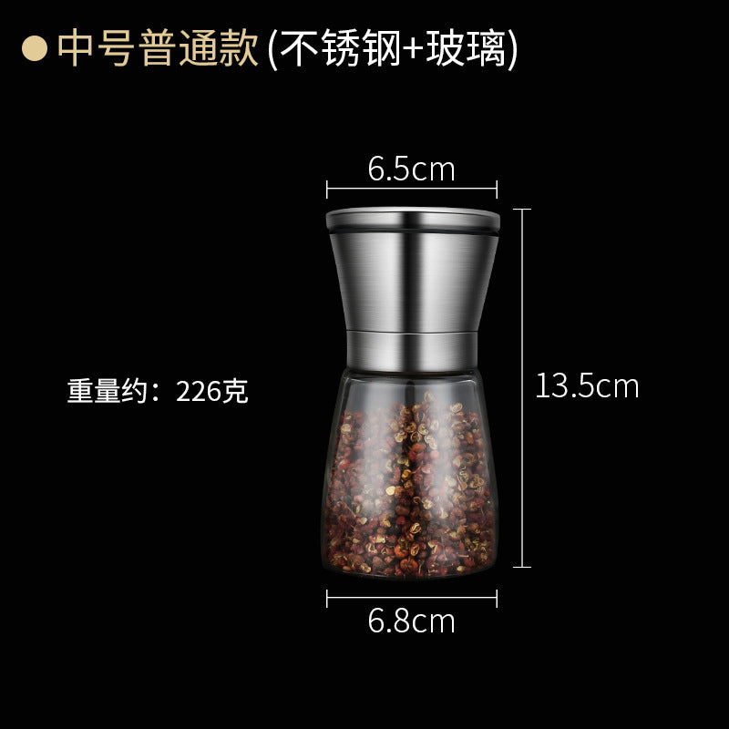 Ceramic 304 Stainless Steel Pepper Grinder Manual Glass Black Pepper Grinder Pepper Salt Coffee Seasoning Bottle