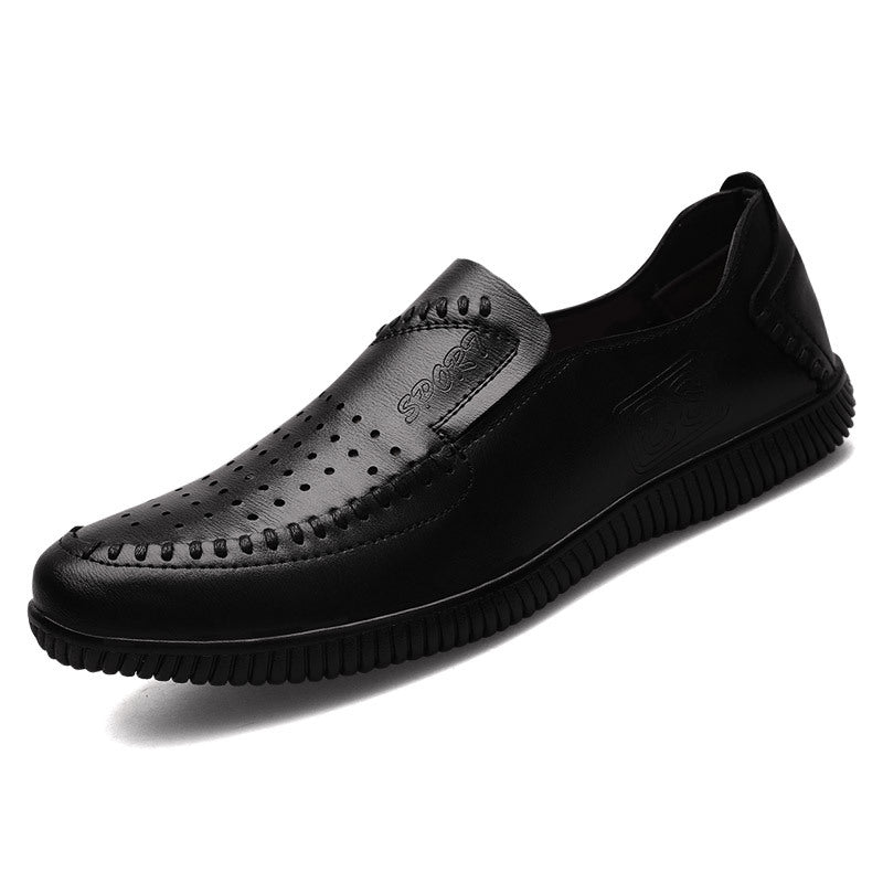 New men's leather dress shoes - perforated casual driving shoes - dropshipping available