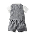 Children's spring/summer british style striped vest three-piece set - baby's first birthday outfit & occasion wear