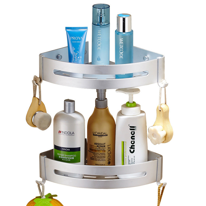 Sink Shelf Wall Hanging No Punching Black Toilet Toilet Storage Shower Room Space Aluminum Bathroom Triangle