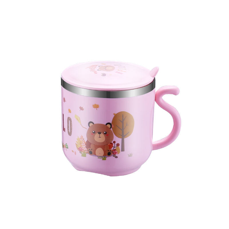 304 stainless steel kids' double-walled cup - milk sippy cup, cartoon design with lid, perfect for kindergarten, customizable with logo for gifts