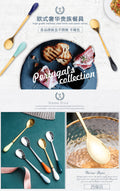 dopamine color ceramic handle spoon for home stainless steel mixing spoon ice cream coffee spoon long handle spoon