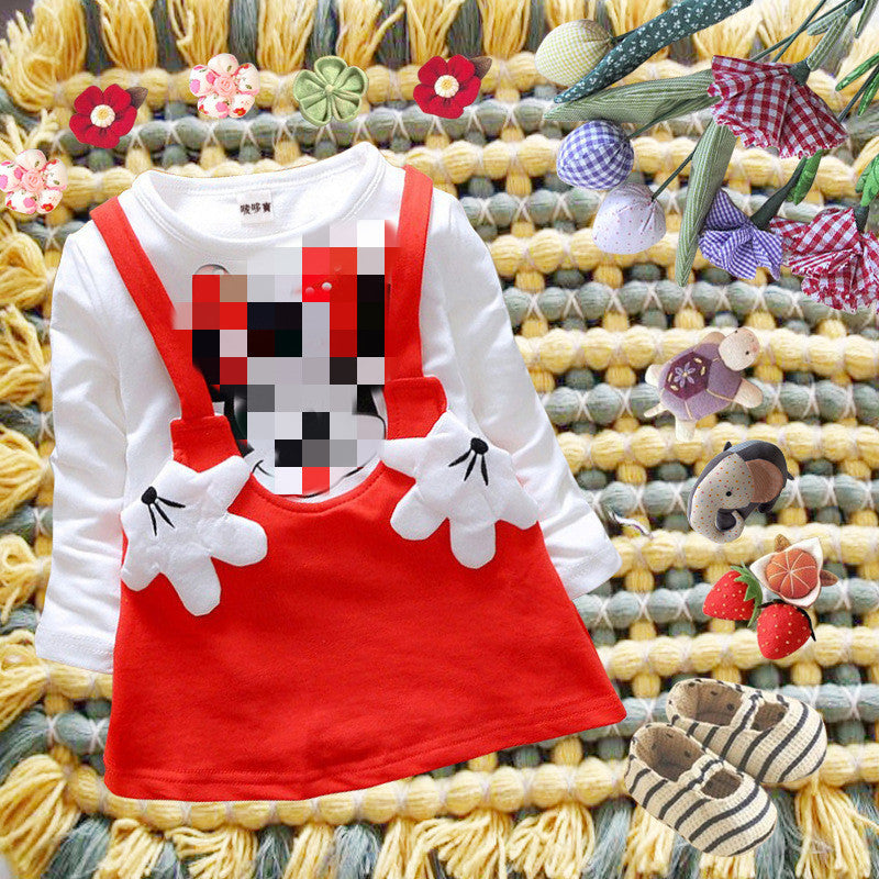 spring/autumn new korean style girls' dress - cotton long sleeve cartoon baby dress - direct from the manufacturer