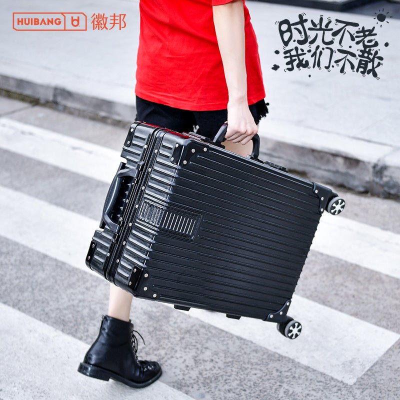 New trolley case wholesale 24-inch aluminum frame universal wheel suitcase women's suitcase 20-inch password boarding case leather case